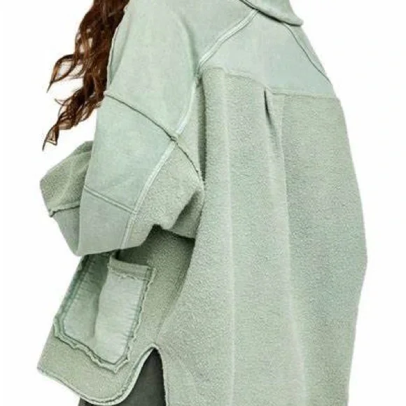 Free People Jordan Slouchy Jacket in washed military green. - Picture 3 of 13